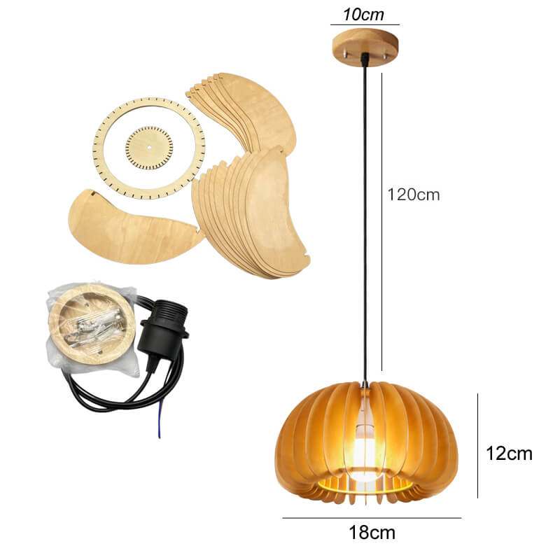 Wood birdcage Pendant Light - Japanese Style Retro Wooden Lamp