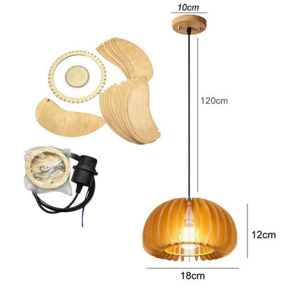 Wood birdcage Pendant Light - Japanese Style Retro Wooden Lamp