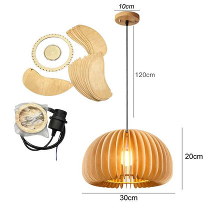 Wood birdcage Pendant Light - Japanese Style Retro Wooden Lamp