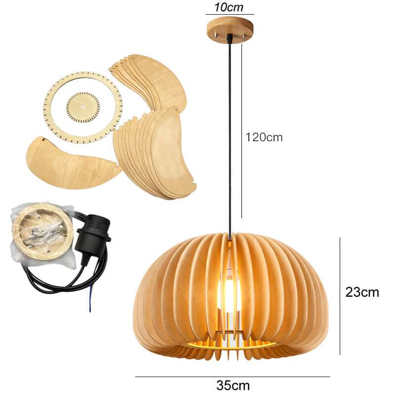 Wood birdcage Pendant Light - Japanese Style Retro Wooden Lamp
