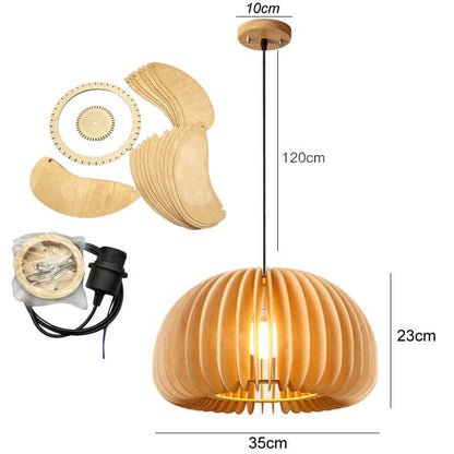 Wood birdcage Pendant Light - Japanese Style Retro Wooden Lamp