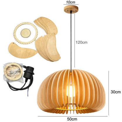 Wood birdcage Pendant Light - Japanese Style Retro Wooden Lamp