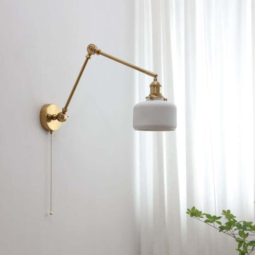 Ceramic Wall Lamp with Copper Swing Long Arm- Swing Arm Wall Lamp Ceramic