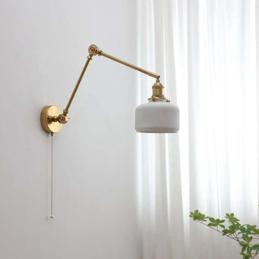 Ceramic Wall Lamp with Copper Swing Long Arm- Swing Arm Wall Lamp Ceramic