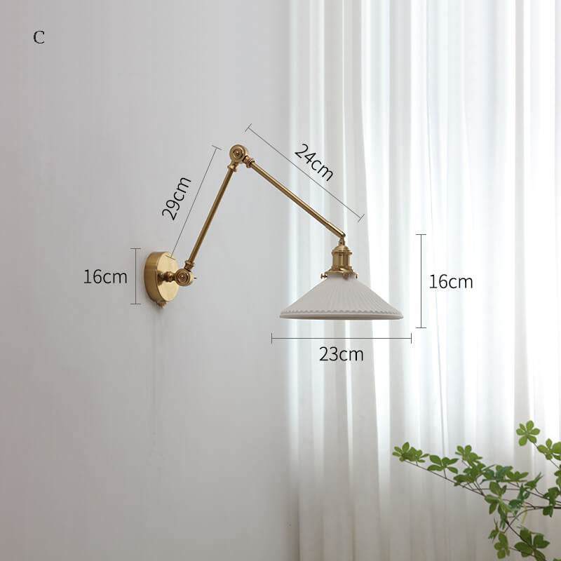 Ceramic Wall Lamp with Copper Swing Long Arm- Swing Arm Wall Lamp Ceramic