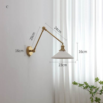 Ceramic Wall Lamp with Copper Swing Long Arm- Swing Arm Wall Lamp Ceramic
