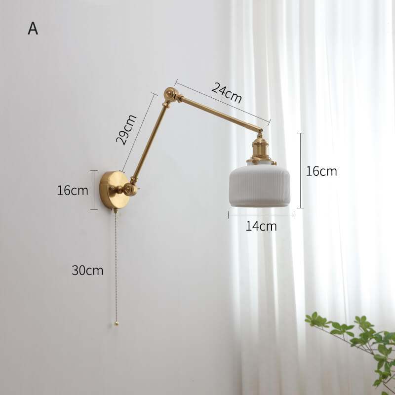 Ceramic Wall Lamp with Copper Swing Long Arm- Swing Arm Wall Lamp Ceramic