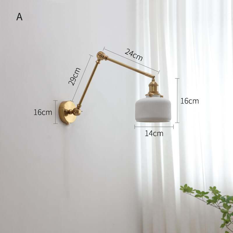 Ceramic Wall Lamp with Copper Swing Long Arm- Swing Arm Wall Lamp Ceramic