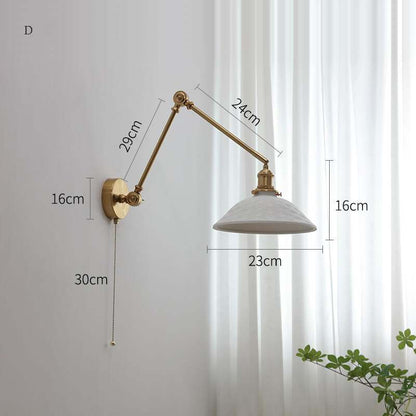Ceramic Wall Lamp with Copper Swing Long Arm- Swing Arm Wall Lamp Ceramic