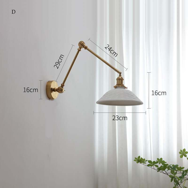 Ceramic Wall Lamp with Copper Swing Long Arm- Swing Arm Wall Lamp Ceramic