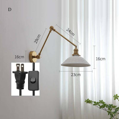 Ceramic Wall Lamp with Copper Swing Long Arm- Swing Arm Wall Lamp Ceramic