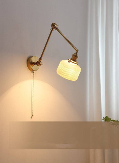 Ceramic Wall Lamp with Copper Swing Long Arm- Swing Arm Wall Lamp Ceramic