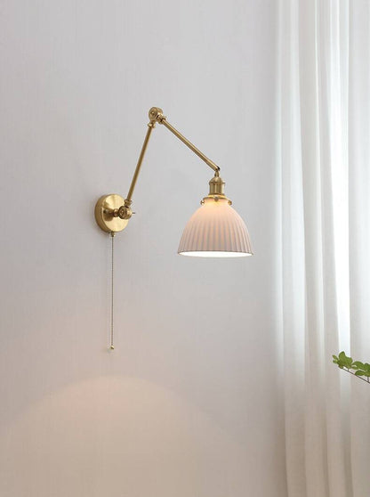 Ceramic Wall Lamp with Copper Swing Long Arm- Swing Arm Wall Lamp Ceramic
