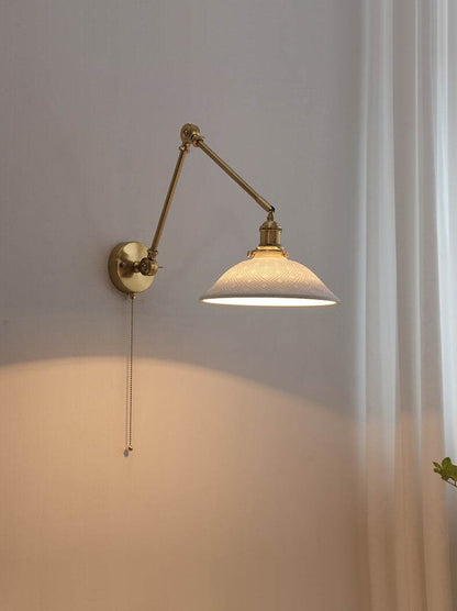 Ceramic Wall Lamp with Copper Swing Long Arm- Swing Arm Wall Lamp Ceramic